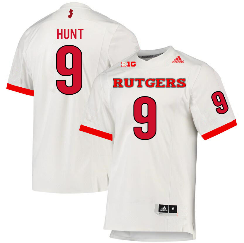 Men #9 Monterio Hunt Rutgers Scarlet Knights College Football Jerseys Sale-White - Click Image to Close